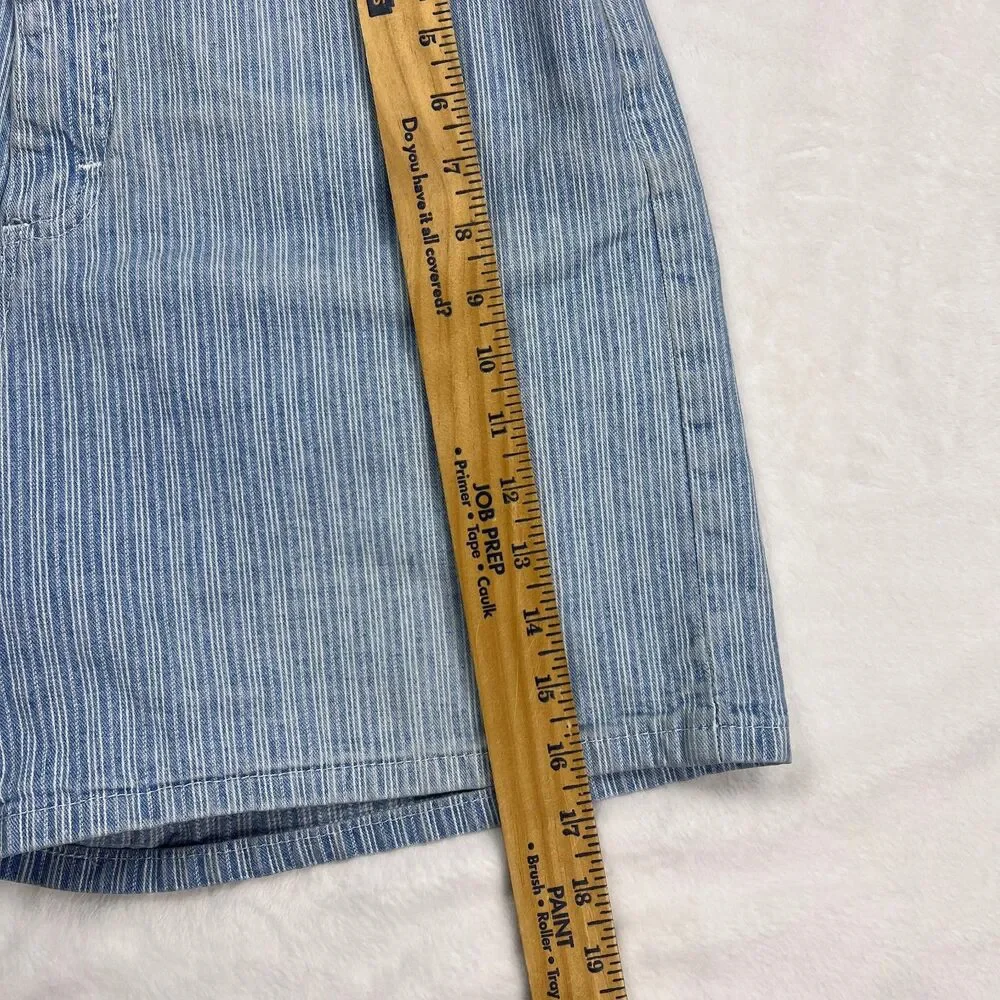 Vtg Lee High Rise Denim Shorts Sz 10 Petite Mom Striped Blue White 90s USA!